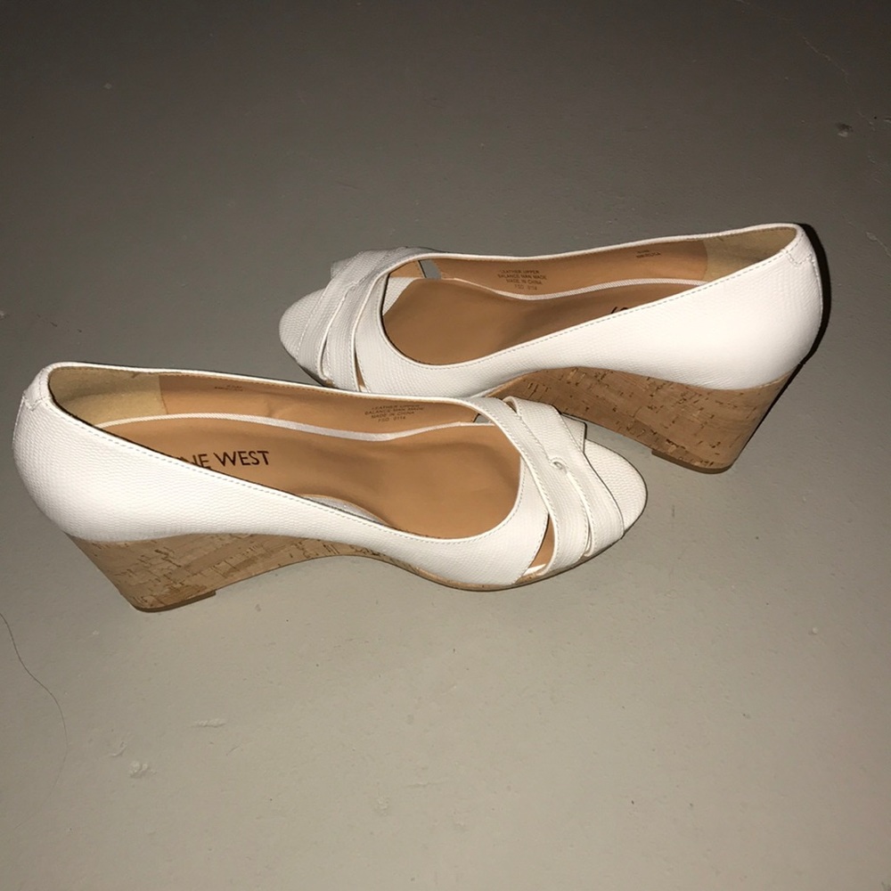 Nine West White Wedges